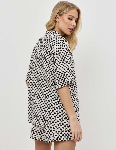 Пижама женская с шортами Aruelle VESPER, Цвет: чёрный/песочный, Размеры: XS, изображение 2