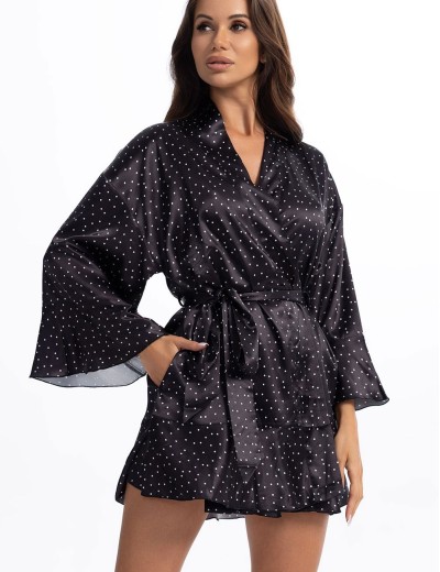 Атласный мини-халат Mia-Amore BETTY 2334, Цвет: черный, Размеры: 2XL/3XL, изображение 3