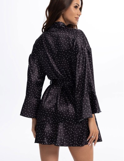 Атласный мини-халат Mia-Amore BETTY 2334, Цвет: черный, Размеры: 2XL/3XL, изображение 2