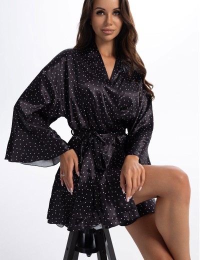 Атласный мини-халат Mia-Amore BETTY 2334, Цвет: черный, Размеры: 2XL/3XL, изображение 4