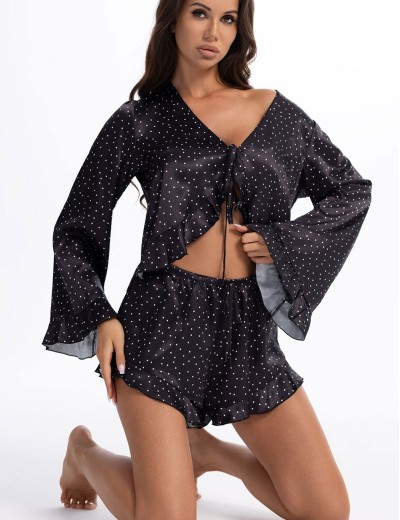 Пижама-двойка из атласа Mia-Amore BETTY 2335, Цвет: черный, Размеры: L, изображение 3