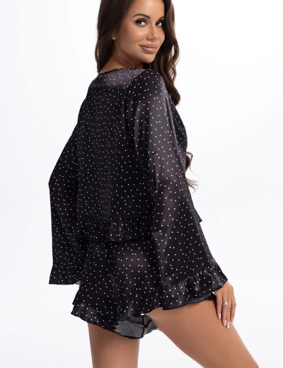 Пижама-двойка из атласа Mia-Amore BETTY 2335, Цвет: черный, Размеры: L, изображение 2