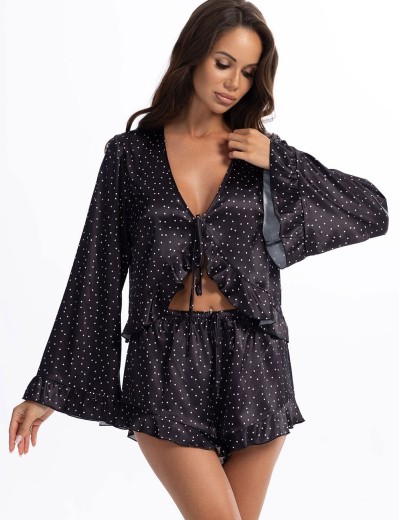 Пижама-двойка из атласа Mia-Amore BETTY 2335, Цвет: черный, Размеры: L, изображение 4