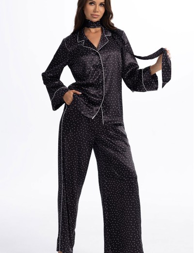 Атласная пижама с брюками Mia-Amore BETTY 2336, Цвет: черный, Размеры: 2XL, изображение 4