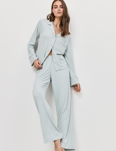 Пижама с брюками из модала Aruelle DOVE, Цвет: светло-мятный, Размеры: XS, изображение 2