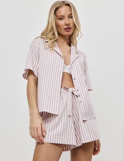 Хлопковая пижама с шортами Aruelle ELOW, Цвет: светло-розовый, Размеры: XS, изображение 3