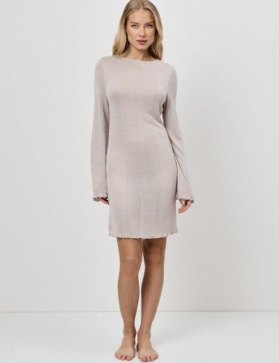 Короткое платье с длинными рукавами Aruelle GIADA, Цвет: светло-бежевый, Размеры: S, изображение 3