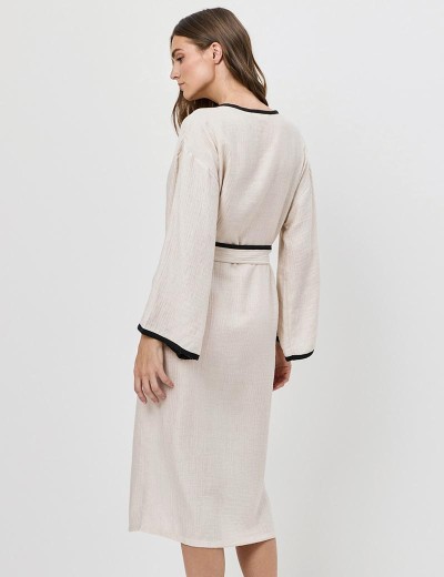 Женский халат из вискозы Aruelle HORIZON, Цвет: светло-бежевый, Размеры: XS, изображение 2