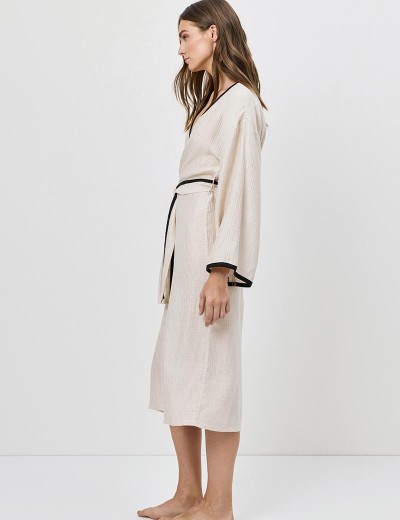 Женский халат из вискозы Aruelle HORIZON, Цвет: светло-бежевый, Размеры: XS, изображение 4
