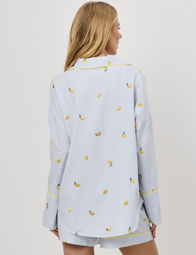 Пижама с шортами Aruelle LENORA, Цвет: светло-голубой, Размеры: S, изображение 2