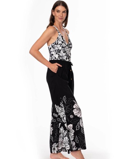 Широкие брюки с цветочным узором Jantzen JZ26066C, Цвет: чёрный/белый, Размеры: L, изображение 3