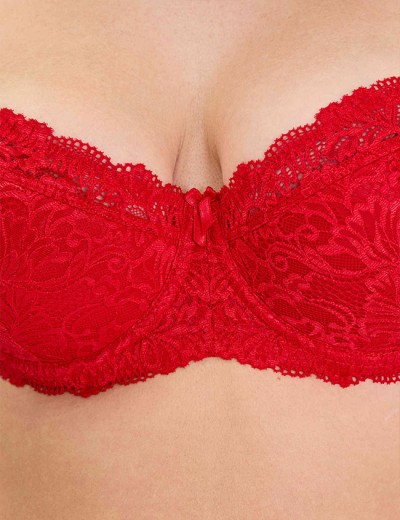 Кружевной бюстгальтер на поролоне Lina A 6086 красный, Цвет: красный, Размеры: 90B, изображение 5