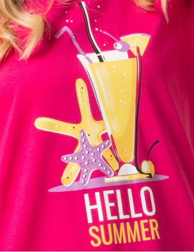 Удлиненная футболка Sielei FASHION SUMMER HE41 fuxia, Цвет: fuxia (фуксия), Размеры: XL, изображение 4