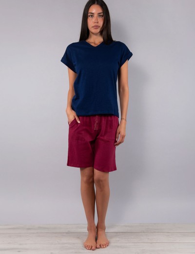 Хлопковый комплект с шортами Sielei CITY CI19 blu/ciliegia, Цвет: blu/ciliegia (синий/бордо), Размеры: 2XL, изображение 4