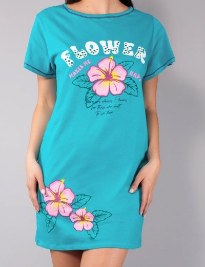 Удлиненная футболка Sielei FASHION SUMMER OR41 turchese, Цвет: turchese (бирюзовый), Размеры: XL, изображение 4