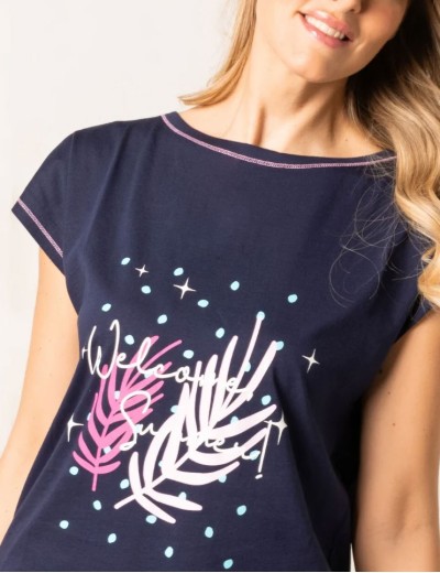 Удлиненная футболка Sielei FASHION SUMMER SU41 blu, Цвет: blu (синий), Размеры: L, изображение 2