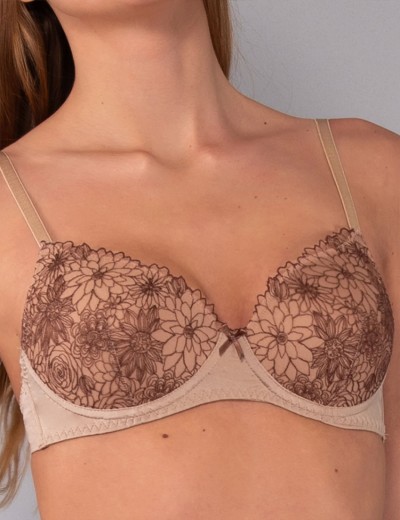 Комплект Sielei CAMILLE балконет+бразилиана 79367 tortora, Цвет: tortora (персиковый), Размеры: 75B, изображение 3