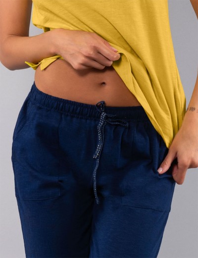 Пижама из хлопка майка+штаны Sielei CITY CI17 ocra/blu, Цвет: ocra/blu (желтый/синий), Размеры: 3XL, изображение 2