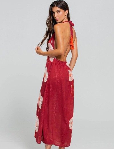 Длинное пляжное платье Cosita Linda CLC26016 MAJESTIC POPPY, Цвет: терракотовый, Размеры: L, изображение 2