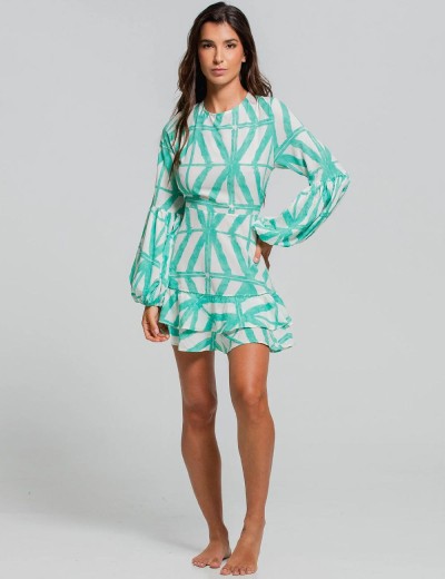 Короткое пляжное платье Cosita Linda CLC26059 MAYAN SHADES, Цвет: бирюзовый, Размеры: L, изображение 4