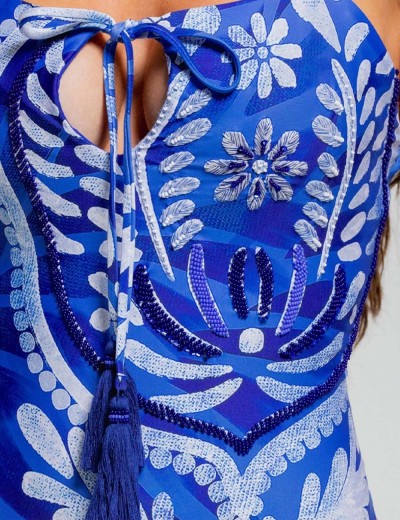 Слитный купальник с вырезом на шнуровке Cosita Linda CLM26077 MEXICAN BLAZE, Цвет: синий, Размеры: M, изображение 5