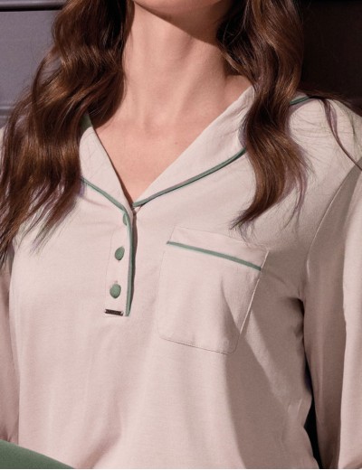 Пижама лонгслив с брюками Lormar TODAY 654099LU champagne/oliva, Цвет: champagne/oliva (беж/оливковый), Размеры: 2XL, изображение 2