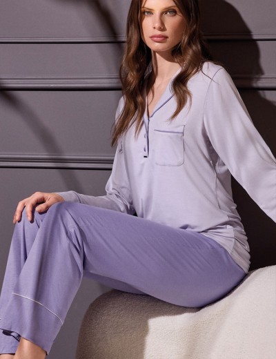 Пижама лонгслив с брюками Lormar TODAY 654099LU violette/glicine, Цвет: violette/glicine (фиолетовый), Размеры: 2XL, изображение 3