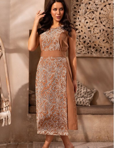 Длинное платье-сарафан Mia-Amore BARBADOS 6005, Цвет: капучино, Размеры: S, изображение 4
