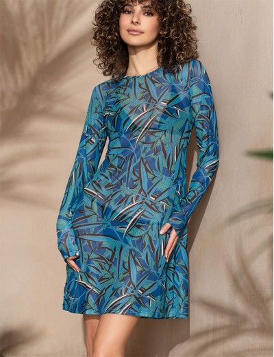 Туника из микросетки Mia-Amore TROPICAL ISLAND 2361, Цвет: синий, Размеры: 2XL, изображение 4