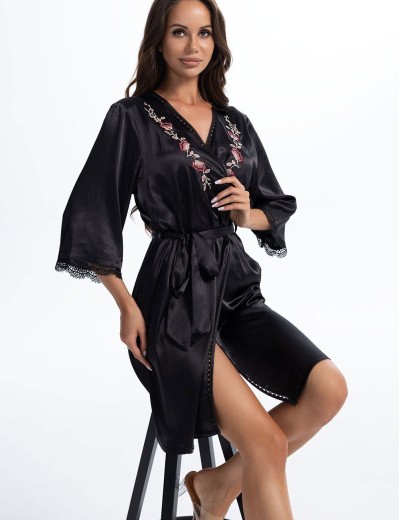 Шелковый халат Mia-Amore VALENSIA 3263 черный, Цвет: черный, Размеры: L/XL, изображение 2