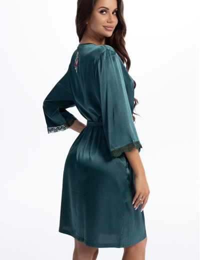 Шелковый халат Mia-Amore VALENSIA 3263 малахитовый, Цвет: малахитовый, Размеры: 2XL/3XL, изображение 2