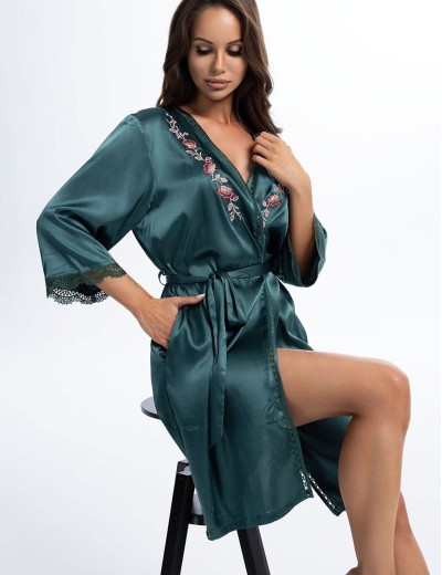 Шелковый халат Mia-Amore VALENSIA 3263 малахитовый, Цвет: малахитовый, Размеры: 2XL/3XL, изображение 4