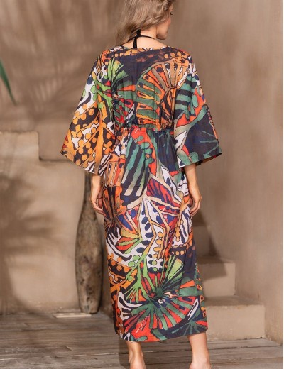 Длинный пляжный халат Mia-Amore COLIBRI 5689, Цвет: мультицвет, Размеры: L/XL, изображение 2