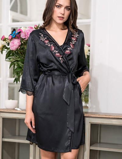 Шелковый халат Mia-Amore VALENSIA 3263 черный, Цвет: черный, Размеры: L/XL, изображение 5