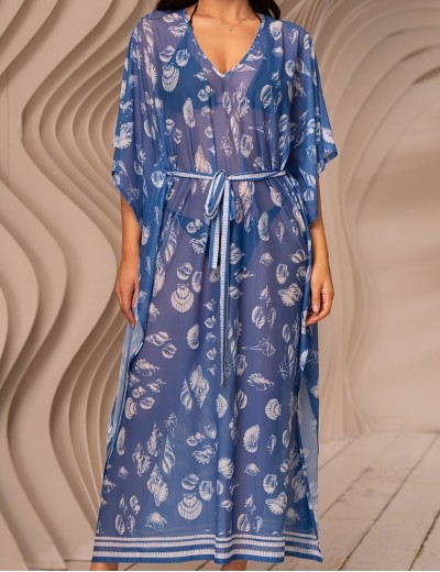 Свободная пляжная туника Mia-Amore UNDINA 2404, Цвет: синий, Размеры: 4XL/5XL, изображение 4