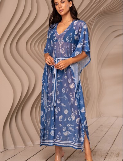 Свободная пляжная туника Mia-Amore UNDINA 2404, Цвет: синий, Размеры: 4XL/5XL, изображение 3