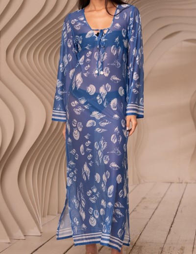 Длинная туника для пляжа Mia-Amore UNDINA 2408, Цвет: синий, Размеры: 3XL, изображение 4
