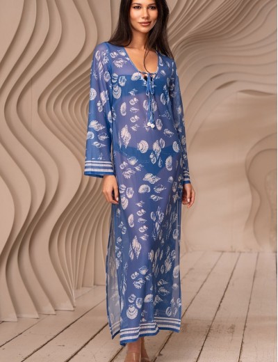 Длинная туника для пляжа Mia-Amore UNDINA 2408, Цвет: синий, Размеры: 3XL, изображение 3