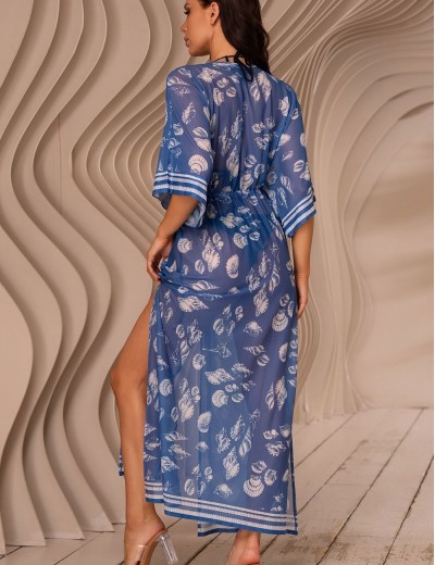 Длинная распашная туника Mia-Amore UNDINA 2409, Цвет: синий, Размеры: 4XL/5XL, изображение 3