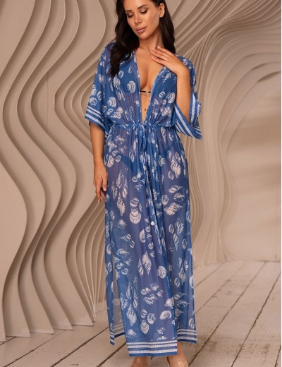Длинная распашная туника Mia-Amore UNDINA 2409, Цвет: синий, Размеры: 4XL/5XL, изображение 4