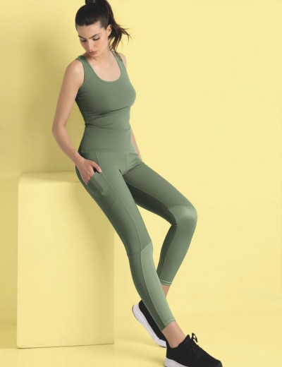 Леггинсы с карманами Sielei AKTY AT04 verde militare, Цвет: verde militare (хаки), Размеры: S, изображение 3