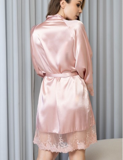 Шелковый халат кимоно Mia-Amore ANABELLA 4823 пудра, Цвет: пудра, Размеры: 2XL/3XL, изображение 2