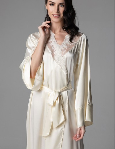 Длинный запашной халат Mia-Amore ANABELLA 4829 сливочный, Цвет: сливочный, Размеры: 2XL/3XL, изображение 3