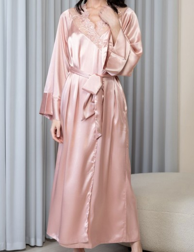 Длинный запашной халат Mia-Amore ANABELLA 4829 пудра, Цвет: пудра, Размеры: 2XL/3XL, изображение 3