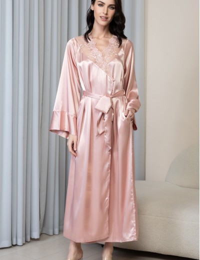Длинный запашной халат Mia-Amore ANABELLA 4829 пудра, Цвет: пудра, Размеры: 2XL/3XL, изображение 4