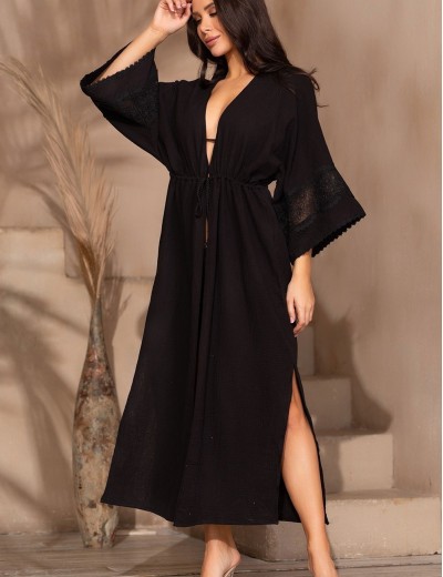 Длинный пляжный халат Mia-Amore LARNACA 5759 черный, Цвет: черный, Размеры: L/XL, изображение 3
