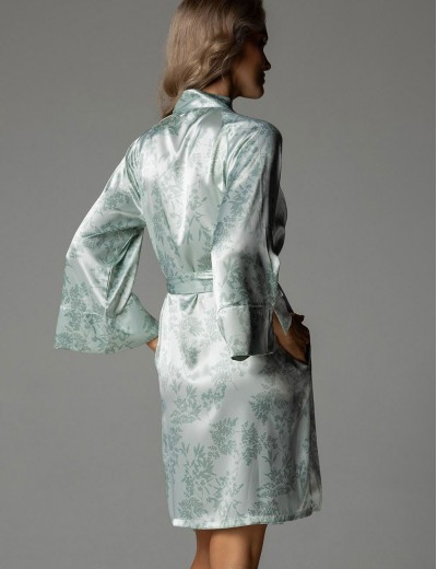 Шелковый короткий халат Mia-Amore TIFFANY 4913, Цвет: мятный, Размеры: 2XL/3XL, изображение 2