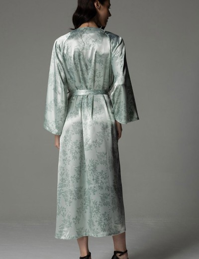 Шелковый длинный халат Mia-Amore TIFFANY 4919, Цвет: мятный, Размеры: 2XL/3XL, изображение 2