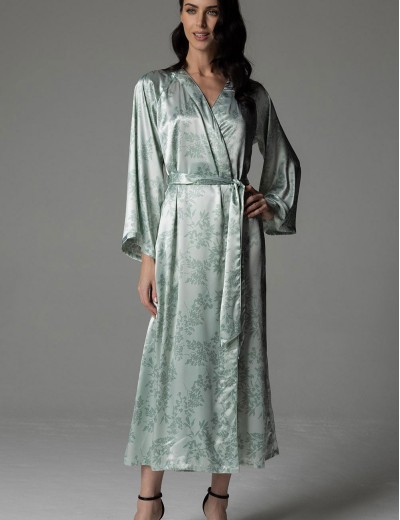 Шелковый длинный халат Mia-Amore TIFFANY 4919, Цвет: мятный, Размеры: 2XL/3XL, изображение 4