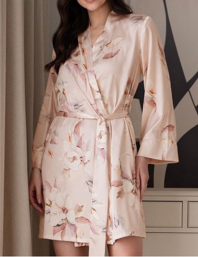 Короткий запашной халат Mia-Amore GARDENIA 9023, Цвет: мультицвет, Размеры: 2XL/3XL, изображение 4